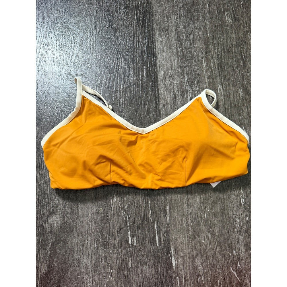Andie Swim Bikini Top Womens XXL Orange Contrast Trim Scoop Neck Adjustable New‎